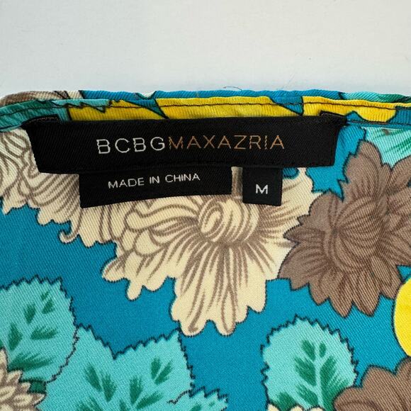 BCBGMaxazria Silk Printed Turquoise Skirt Multicolor Size M - Picture 7 of 9